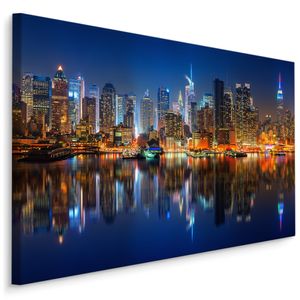 Obraz Manhattan Nocą widok na duże miasto Dekoracja do Salonu z efektem 3D 120x80cm