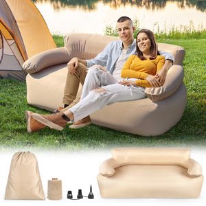 XMTECH Aufblasbares Sofa Luftsofa Aufblasbare Couch Luftsessel mit Eingebauter Pumpe und Rücken Armlehne Camping Schlafsofa Loungesessel (176x86x69cm)