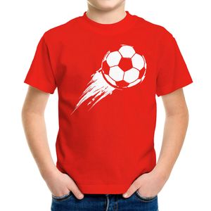 Kinder T-Shirt Jungen Fußball-Motiv Sport-Kleidung Geschenk für Jungen Fußballfan Moonworks® rot 141-152 (11-12 Jahre)