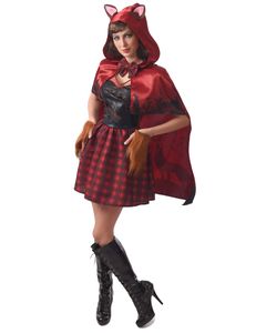 Rotkäppchen-Wolfskostüm für Damen Faschingskostüm rot-schwarz