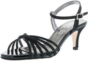Vista Damen Sandaletten Glitzeroptik Riemchen schwarz, Größe:41, Farbe:Schwarz