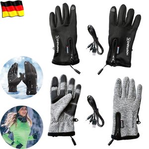 2Pair USB vyhřívané rukavice muži ženy, zimní tepelné rukavice teplé cyklistické rukavice odolné proti větru pro jízdní kolo motocykl E-bike rybaření-šedá + černá