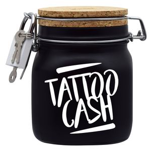 Spardose Geld Geschenk Ideen Tattoo Cash Schwarz Größe M 0.75 Liter