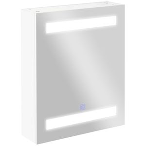HOMCOM LED zrcadlová skříňka 9 W Světlo Zrcadlo Koupelnová skříňka se zrcadlem Koupelnové zrcadlo s dotykovým spínačem Závěs Funkce Soft Close Bílá 50 x 15 x 60 cm