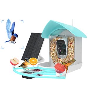 Intelligente Vogelfutterstation mit Kamera, intelligente Vogelartenerkennung, solarbetrieben,  2,4 G WiFi, kabellos, wasserdichte Voegel Futterspender, Kamera fuer Vogelliebhaber