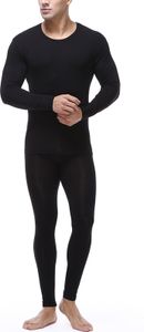 Herren Thermounterwäsche Lange Unterhosen Sets Rundhalsausschnitt Modal Langarm Top Bottom,Farbe: Schwarz,Größe:7XL