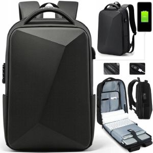 Batoh na notebook 15,6" Black Vodotesný batoh USB proti krádeži, kombinovaný zámok s funkciou TSA