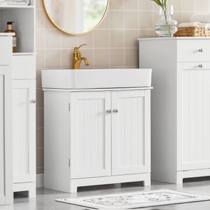 SoBuy Koupelnová skříňka Umyvadlová skříňka Koupelnový nábytek bílá L60cm BZR18-W
