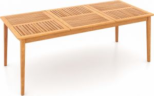 COSTWAY Gartentisch Outdoor-Esstisch Akazienholz, großer Terrassentisch 200x90cm für 8 Personen, rechteckiger Balkontisch mit Schirmloch