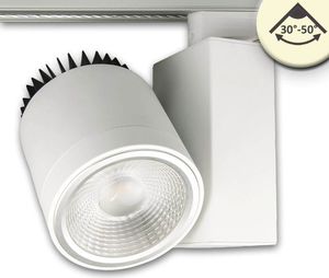 ISOLED 3-PH Schienen-Strahler fokussierbar, 30W, 30°-50°, weiß matt, 3000K, dimmbar
