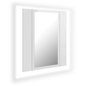 vidaXL LED kúpeľňová zrkadlová skrinka s vysokým leskom biela 40x12x45 cm akryl