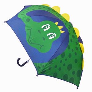 Drizzles - "3D" tyčový deštník dinosaurus pro děti 632 (jedna velikost) (zelená/modrá)