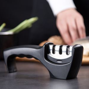 Messerschärfer Professioneller Manueller Messerschärfer mit 3 Stufen Keramikstein Küchenmesserschärfer
