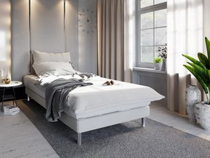Jednolôžková posteľ s kovovými nôžkami HENRYK COMFORT 1 - 90x200, béžová