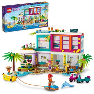 LEGO 41709 Friends Ferienhaus am Strand, Puppenhaus mit Mini-Puppe Mia, Zubehör und einem Schwimmbad, Sommer 2022 Set