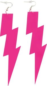 Oblique Unique Blitz Ohrringe für 80s 80er Jahre Motto Party Fasching Karneval Kostüm Damen Ohrstecker - pink