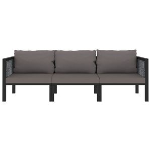 vidaXL 3-Sitzer-Sofa mit Auflage Anthrazit Poly Rattan