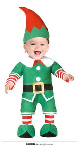 Weihnachtself-Kostüm für Babys Baby-Weihnachtskostüm grün-rot-weiss