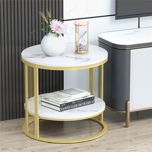 WISFOR Couchtisch ECHT Marmor, Beistelltisch Nachttisch Telefontisch Blumentisch mit Metallgestell, Industrie-Design