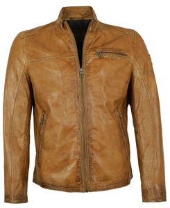 Milestone - Herren Echtleder Lederjacke Lammnappa hell-cognac