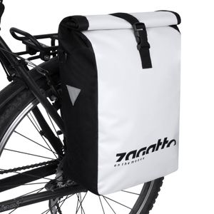 Zagatto Groß Fahrradträger-Seitentasche, weiß "On the Move" ZG736 Fahrradtasche Fahrradträger Tasche Wasserdicht