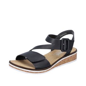 Rieker Damen Sandale Keilsandalette Klettverschluss V3660, Größe:41 EU, Farbe:Schwarz