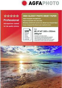 AgfaPhoto - vysoký lesk - mikroporézní - 100 x 150 mm - 260 g/m² - 100 listů karton