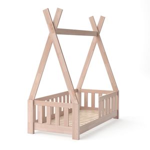 Livinity® Tipi posteľ Tipi, 70x140 cm s ohrádkou, prírodné drevo