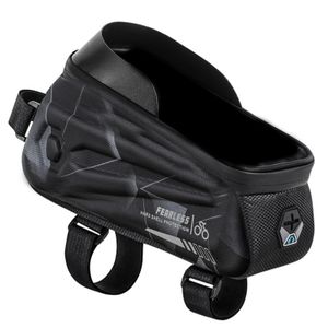 Wasserdichte Touchscreen-EVA-Hartschalen-Fahrrad-Oberrohrtasche, Vorderlicht-Handytasche für Mountainbike, Rennrad-Mehrfarbiges Grau