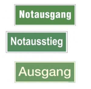 Fluchtweg Notausgang Schild  PVC langnachleuchtend - ASR A1.3 ISO7010 Schild Eigenschaften - Text "Notausgang"