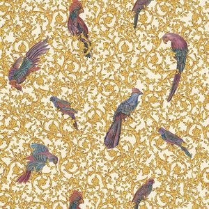 Exklusive Luxus Vliesvliestapete Profhome 370532-GU Vliesvliestapete strukturiert mit Vogel-Muster glänzend gold violett creme 7,035 m2
