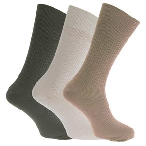 Herren Big Foot Diabetiker Socken (3 Paar) MB385 (39-45 EU) (Olive/Creme/Beige)