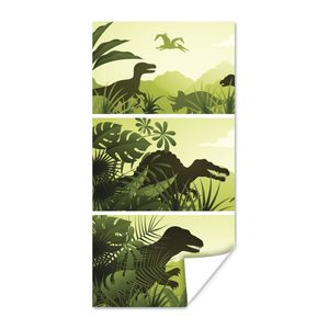 MuchoWow® Poster Dinosaurier - Dschungel - Illustration - Kinder - Kind 80x160 cm - Kinderzimmer