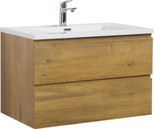 Badezimmer Badmöbel-Set Angela 80cm - Eiche - Unterschrank Schrank Waschbecken Waschtisch