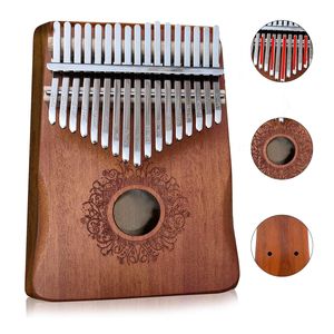 Fingerpiano Kalimba 17 Tasten, Kompaktes Holzinstrument mit Tasche,Musikalisches Geschenk für Anfänger und Profis,Daumenklavier