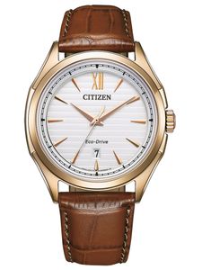 Citizen Herren Eco-Drive Solar Armbanduhr aus Edelstahl mit Leder Band - AW1753-10A