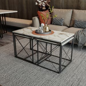 Skye Decor, Defne - White Marble, stoliki kawowe, biały marmur, 100 x 52 x 50 cm