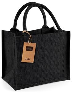 Westford Mill Jute-Tasche Jute Mini Gift Bag W412 Schwarz Black/Black 26 x 22 x 14 cm