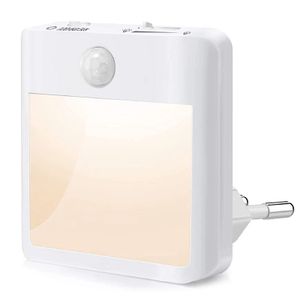 winterbeauy LED Nachtlicht Steckdose mit Bewegungsmelder Dämmerungssensor, Stufenlos Dimmbare WarmWeiß Nachtlampe