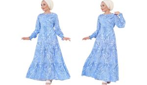 Gemustertes Hijab-Kleid, Größe 40 – Blau