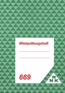RNK Verlag 669 Mietquittungsheft - A6, 1 Seite/1 Jahr, 16 Seiten