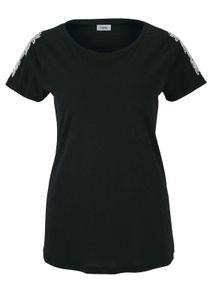 Heine Damen Jerseyshirt mit Pailletten-Stickerei, schwarz, Größe:36