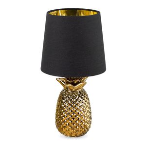 Navaris Tischlampe im Ananas Design - 35cm hoch - Deko Keramik Lampe für Nachttisch oder Beistelltisch - Dekolampe mit E14 Gewinde in Gold-Schwarz