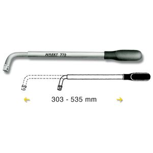 HAZET Ausziehbarer Radmutternschlüssel, 1/2 Zoll 12,5 mm Vierkant, Länge 535 mm