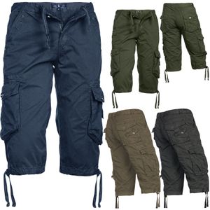 Herren Shorts 100% Baumwolle Bermuda Cargo, Größe:W30 /S, Modell / Farbe:91-Army Grün