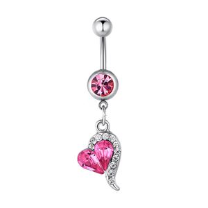 Glänzender Strass-Ohrstecker, Liebesherz, Langhantel, Bauchnabelpiercing, Bauchnabelpiercing-Rosa Glänzender Strass-Ohrstecker, Liebesherz, Langhantel, Bauchnabelpiercing, Bauchnabelpiercing-Rosa