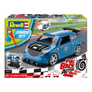 Revell Junior Kit Pull Back Rallye Car, Rennauto, Blau, Modellbausatz für Kinder, 36 Teile, ab 4 Jahren, 00834