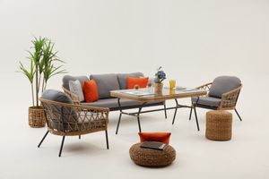 Skye Decor, Macka (3+1+1+S), Garten-Lounge-Set, Grau, 195 x 43 x 82 cm