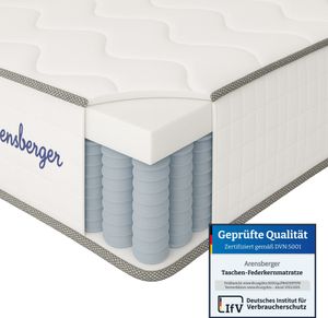 Arensberger JANA Federkernmatratze - 19cm Höhe - Matratze mit Schaumstoff Schicht - H2 H3 Mittelfest – 7 Zonen - Federkern - Liegekomfort 90x200cm