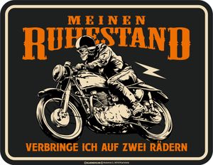 Ruhestand - Motorrad - hochwertig bedrucktes Blechschild - Größe 22x17 cm